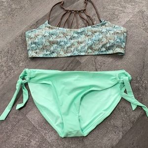 Prana Mint and Brown Bikini Set